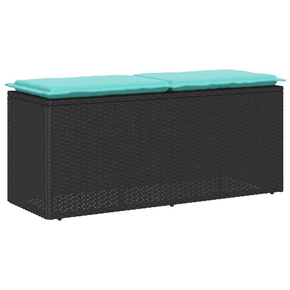 vidaXL Trädgårdsbänk med dyna svart 110x40x44 cm konstrotting