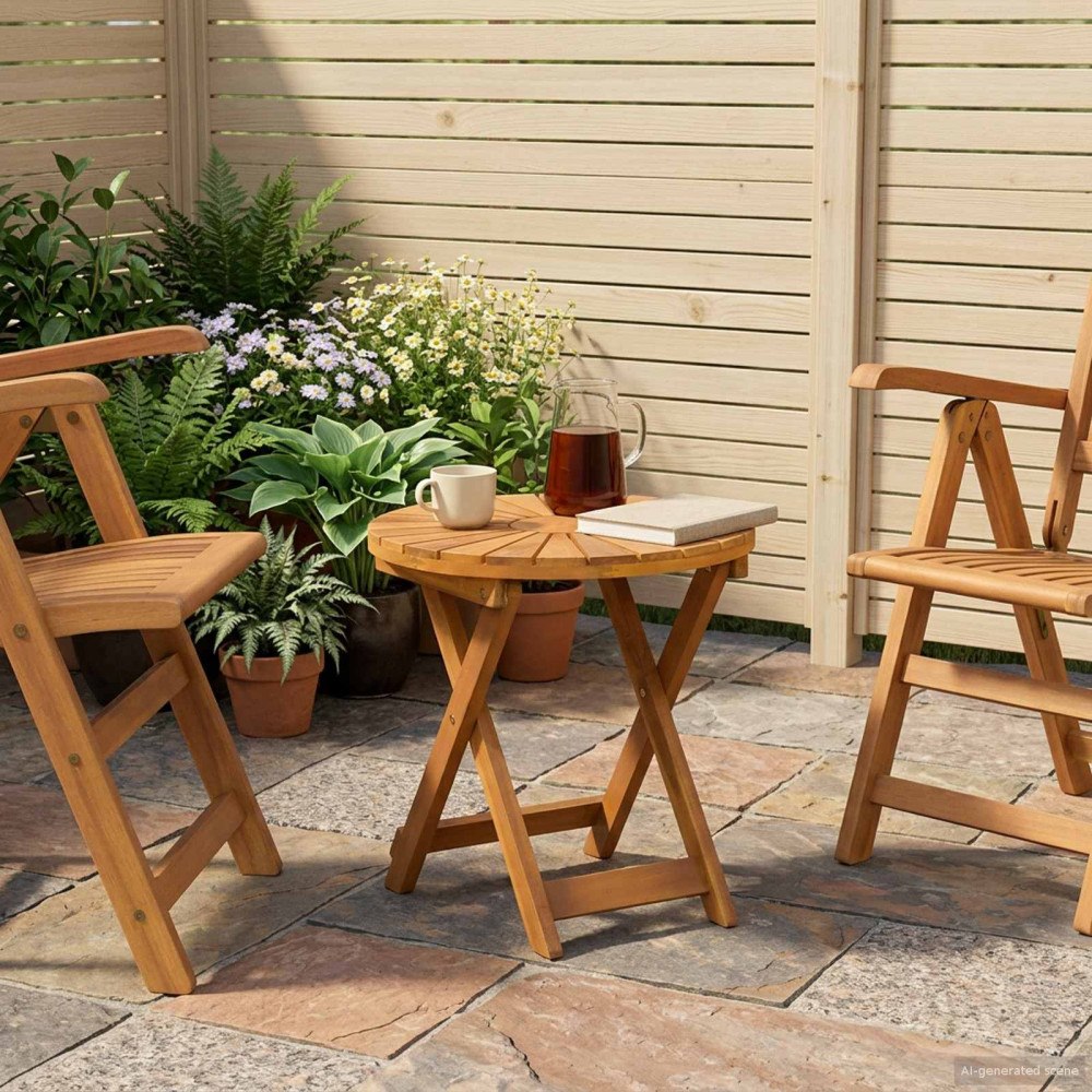 vidaXL Bistrobord Naturlig Ø45 x 45 cm Massivt Akaciaträ