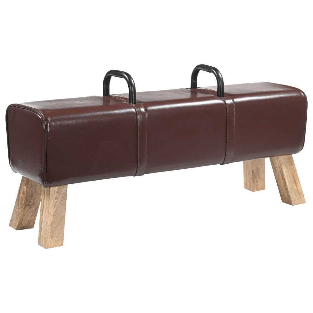 vidaXL bänk Mörkbrun 110 x 30 x 45 cm Äkta läder