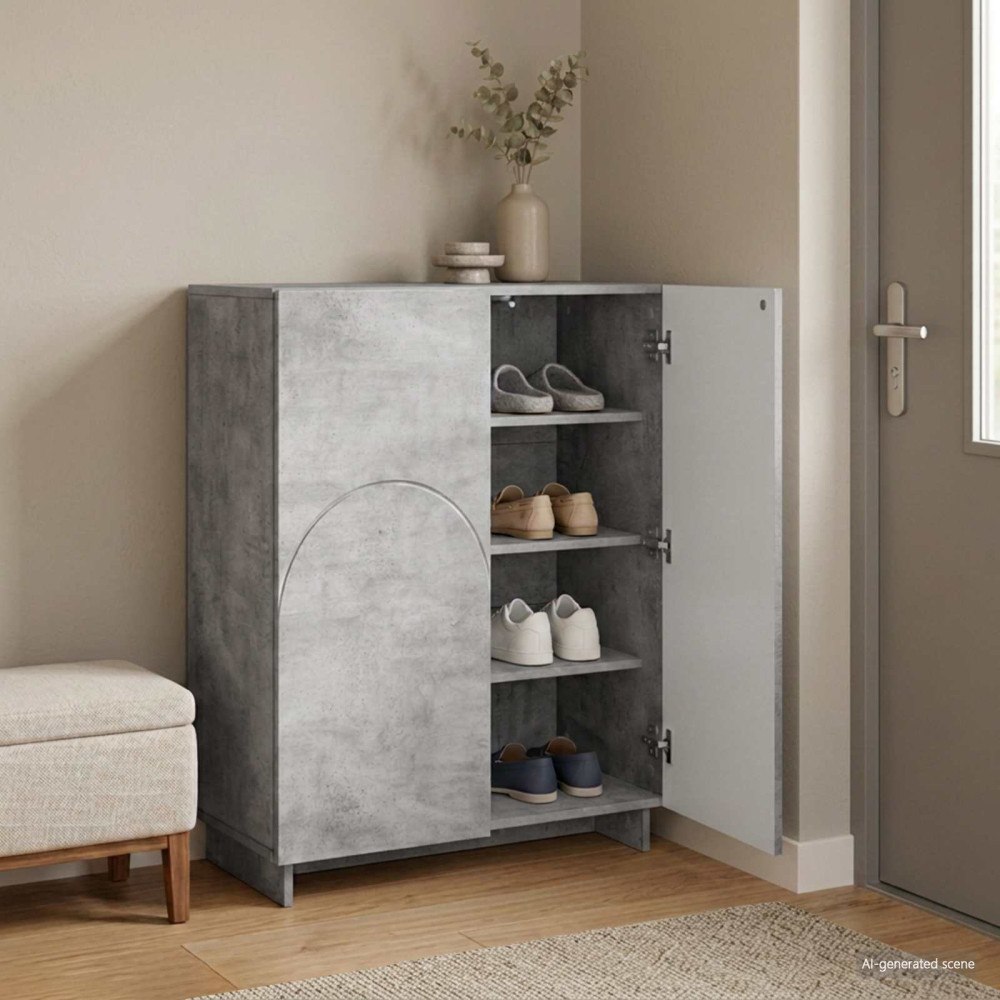 vidaXL Skoskåp 73 x 38 x 87,5 cm Konstruerat trä Betonggrå