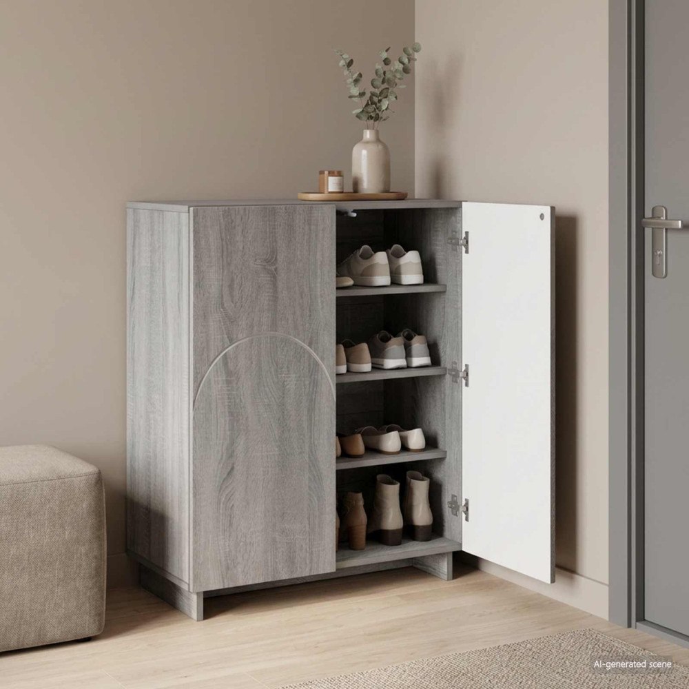 vidaXL Skoskåp 73 x 38 x 87,5 cm Konstruerat trä Grå Sonoma