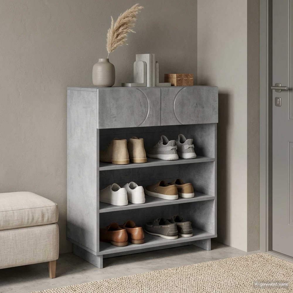 vidaXL Skoskåp 73 x 38 x 87,5 cm Konstruerat trä Betonggrå