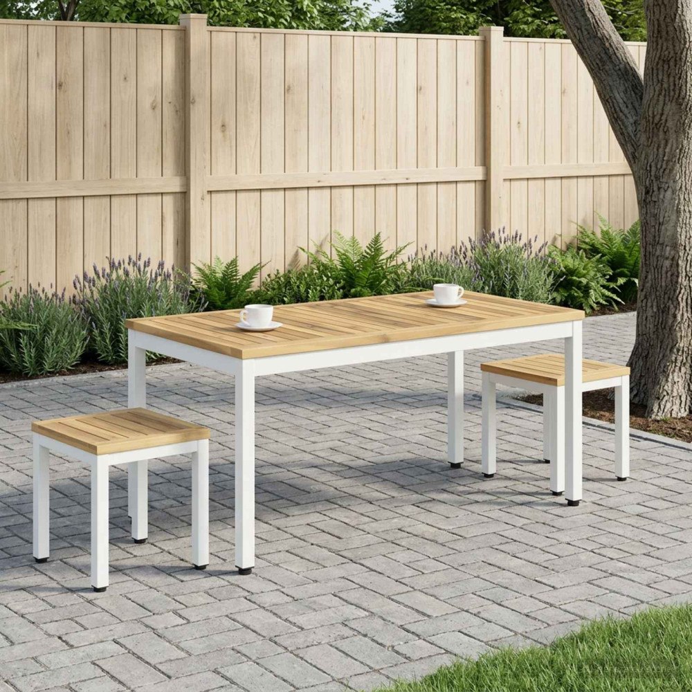 vidaXL Kaffeebord Vit 50 x 100,5 x 45 cm Massivt Akaciaträ