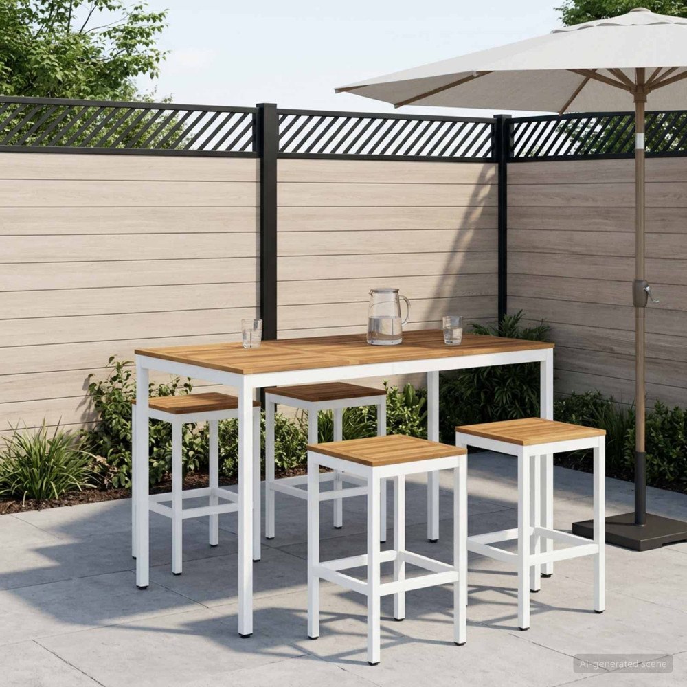 vidaXL Trädgård Bar Bord Vit 141 x 80,5 x 105 cm Massivt Akaciaträ