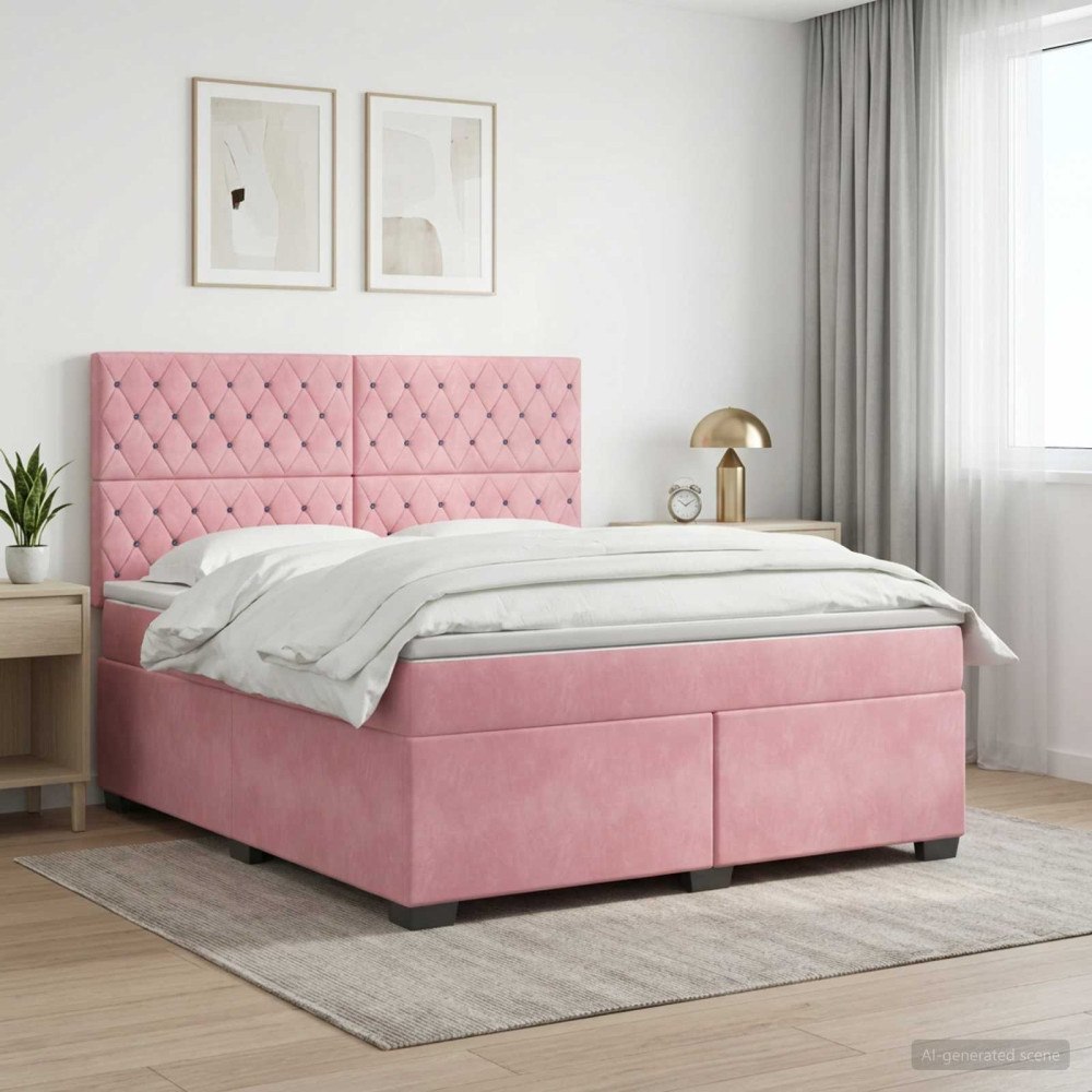 vidaXL Kontinentalsäng med madrass Rosa 140 x 200 cm Sammet