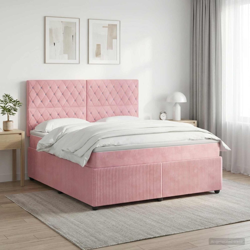 vidaXL Kontinentalsäng med madrass Rosa 160 x 200 cm Sammet