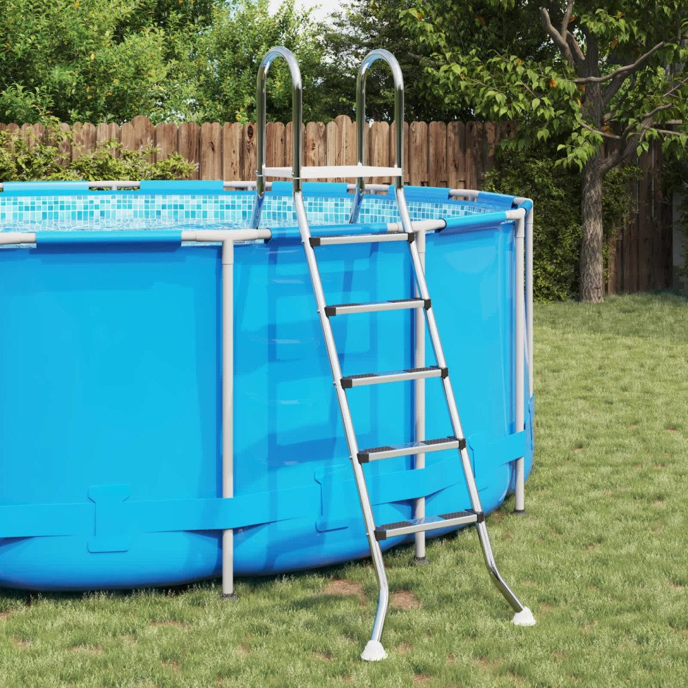 vidaXL Stege för ovanmarkspool 224 x 175 cm 5-stegs Rostfritt Stål 304