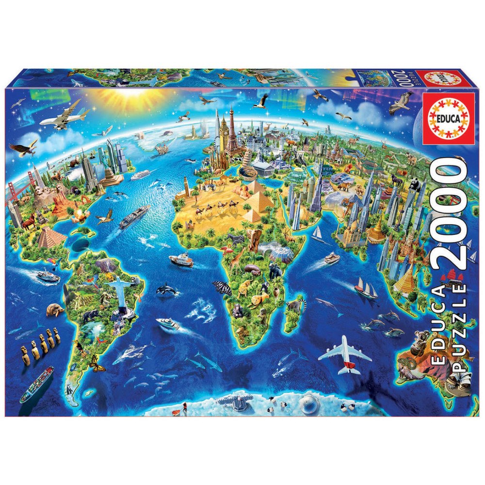 Educa Puzzle Educa 2000 World Landmarks Globe