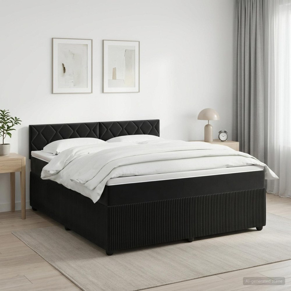 vidaXL Kontinentalsäng med madrass Svart 180 x 200 cm Sammet