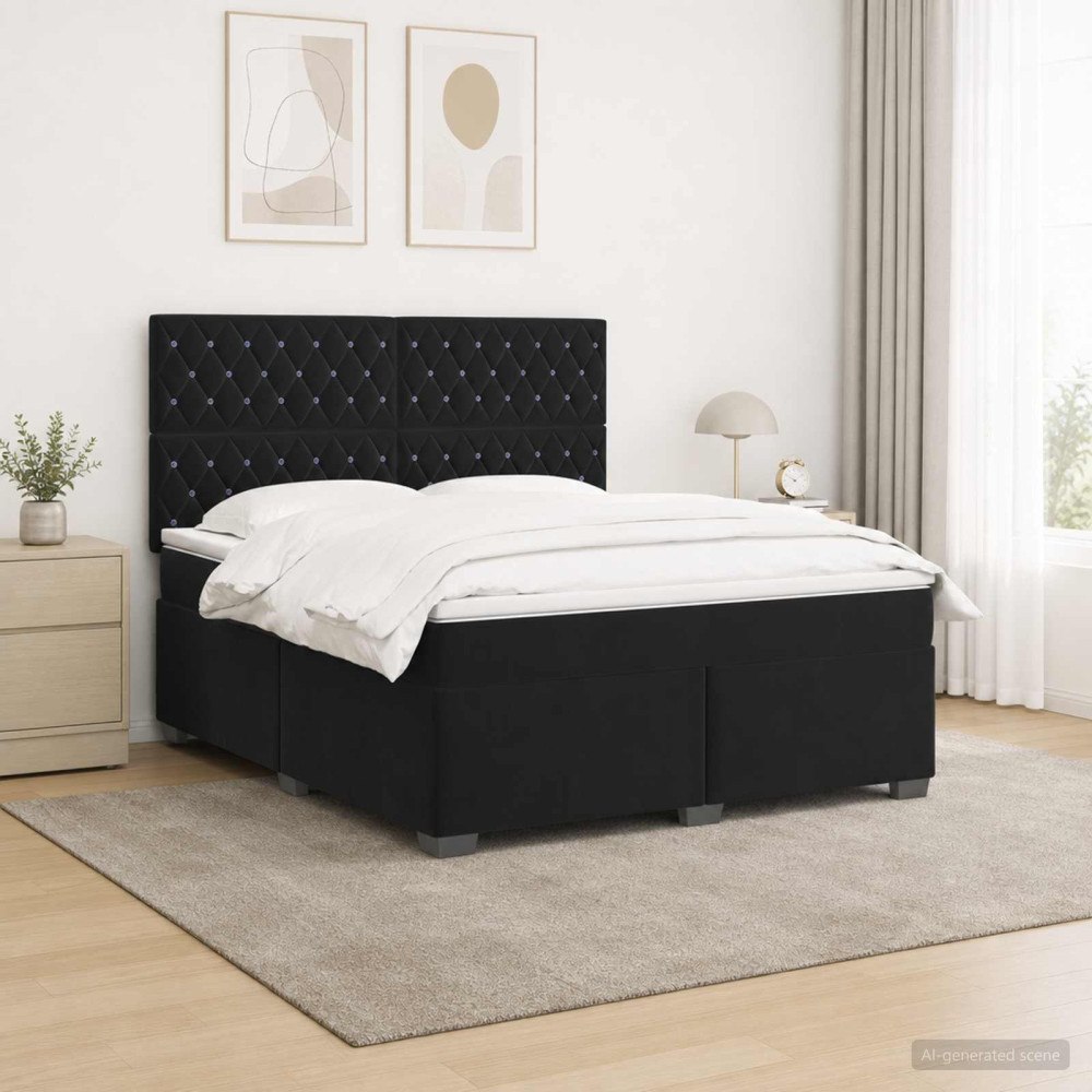 vidaXL Kontinentalsäng med madrass Svart 180 x 200 cm Sammet