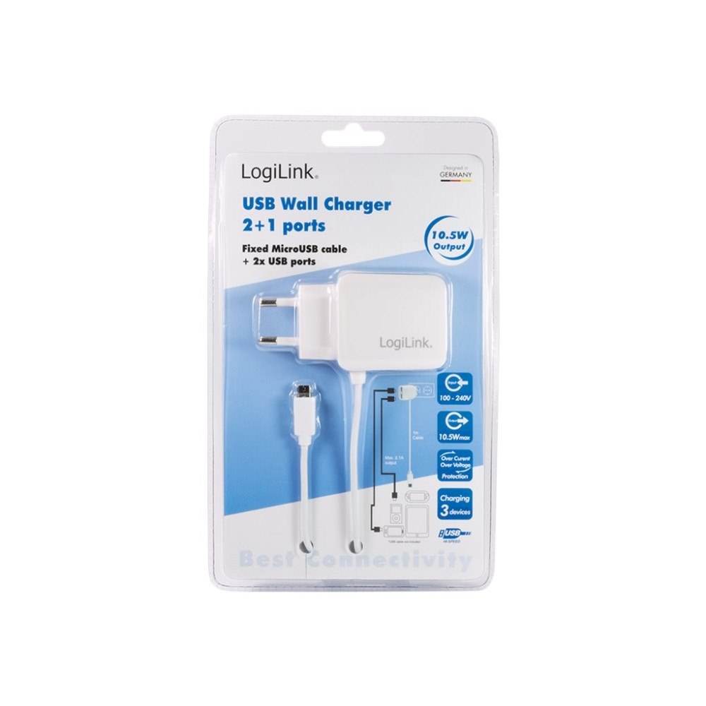 2direct LogiLink Universal Wall USB Charger strömadapter - USB