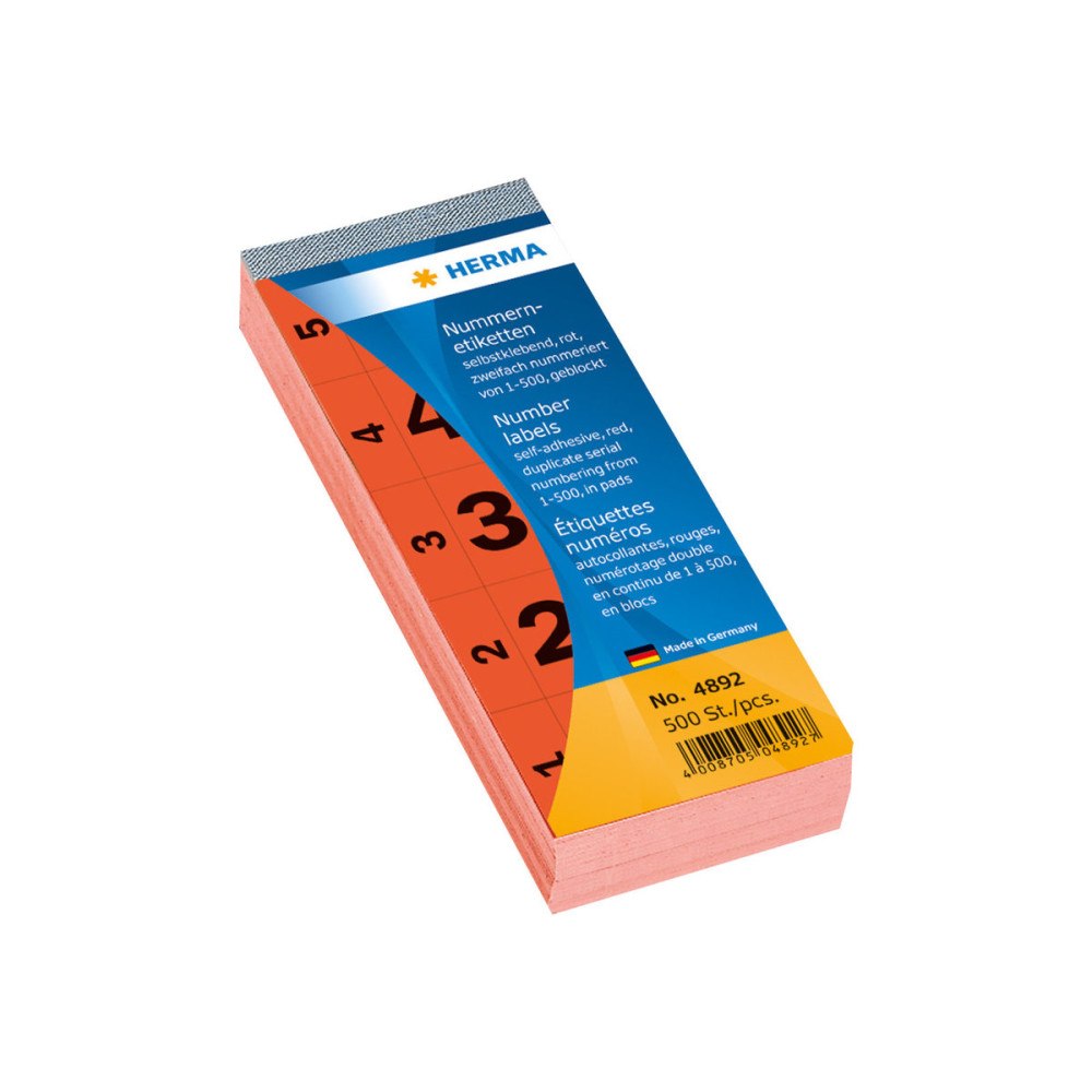 HERMA HERMA - dekorationsbindemedel - nummer 1-500 - 2.8 x 5.6 cm - 100 ark - röd - papper