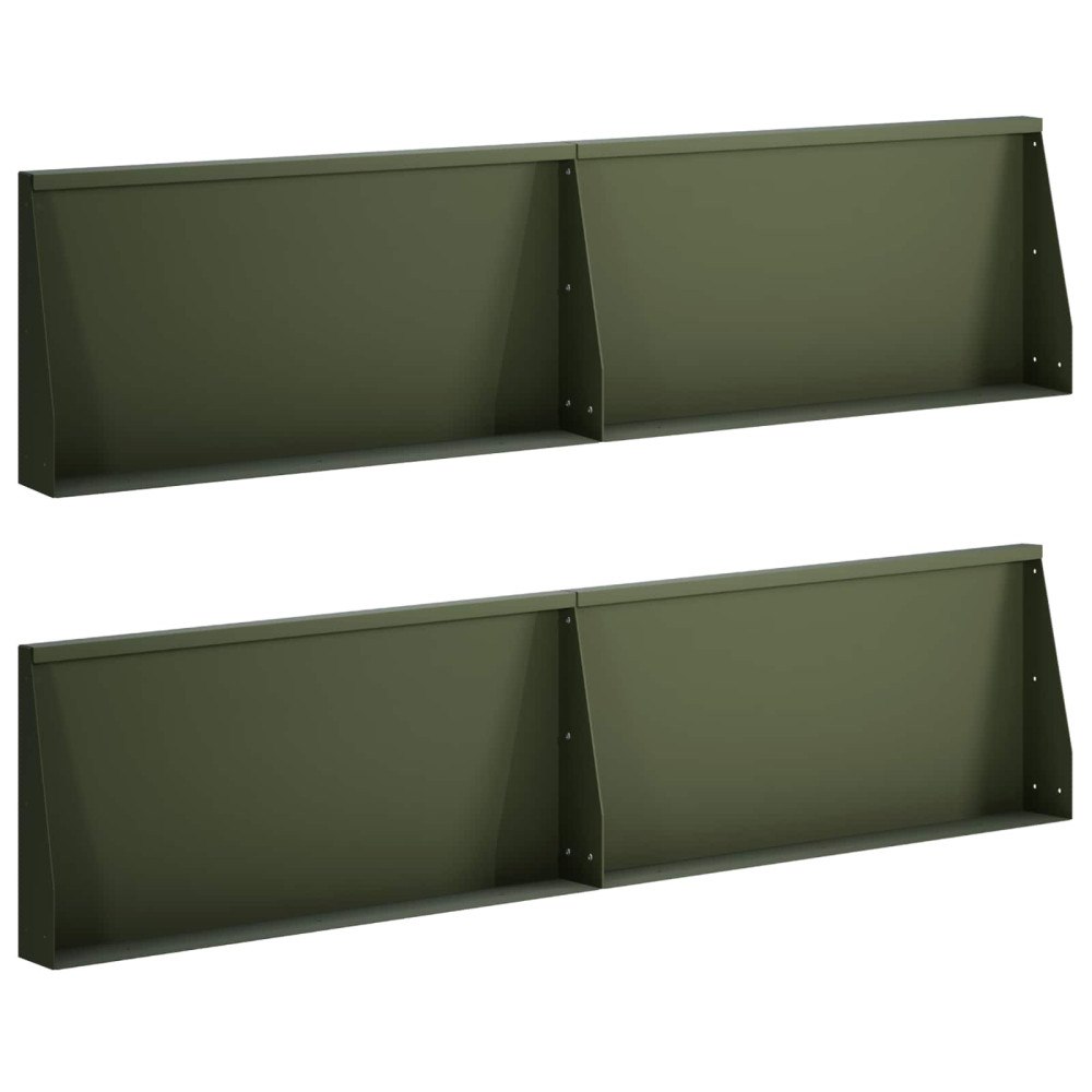 vidaXL Stödvägg 4 st 80 x 12 x 50 cm Stål Olivgrön
