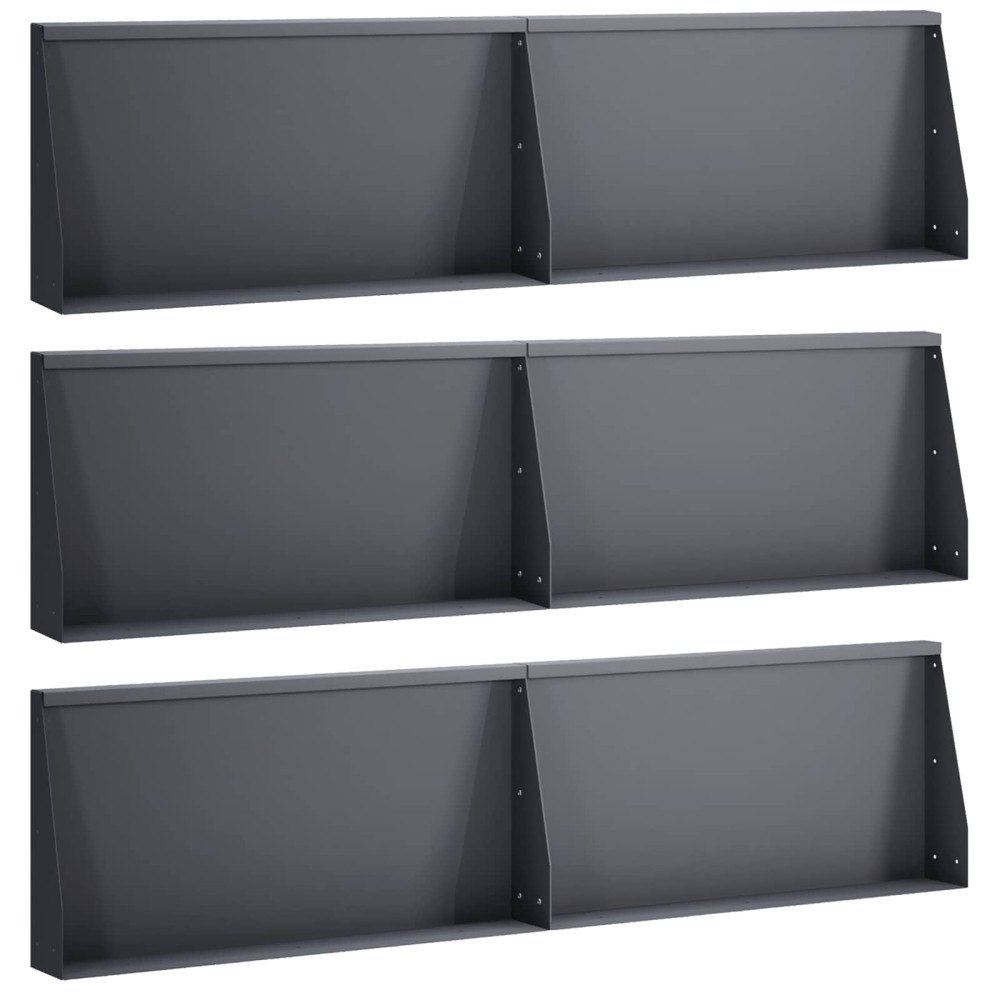 vidaXL Stödvägg 6 st 80 x 12 x 30 cm Stål Antracit