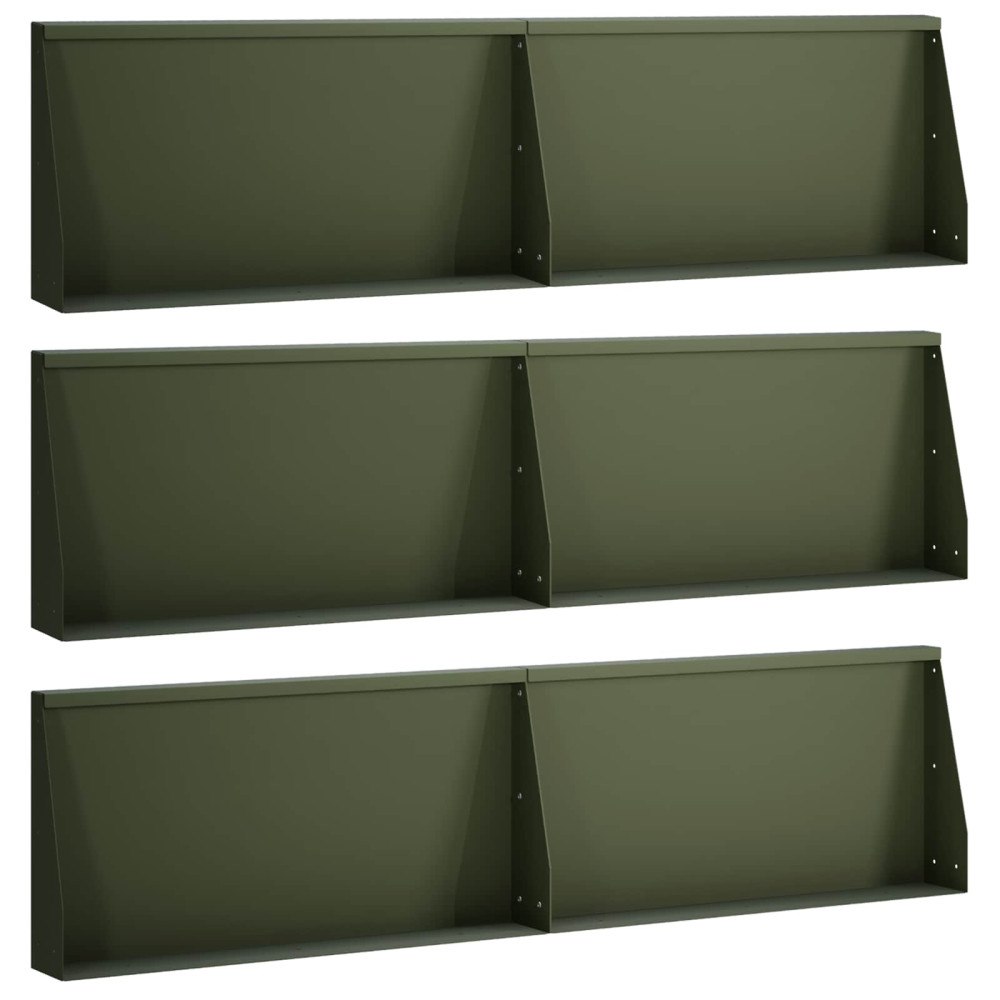 vidaXL Stödvägg 6 st 80 x 12 x 30 cm Stål Olivgrön