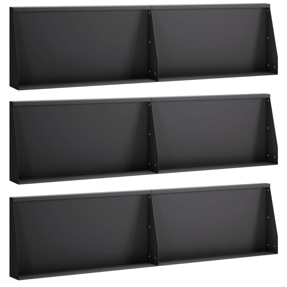 vidaXL Stödvägg 6 st 80 x 12 x 40 cm Stål Svart
