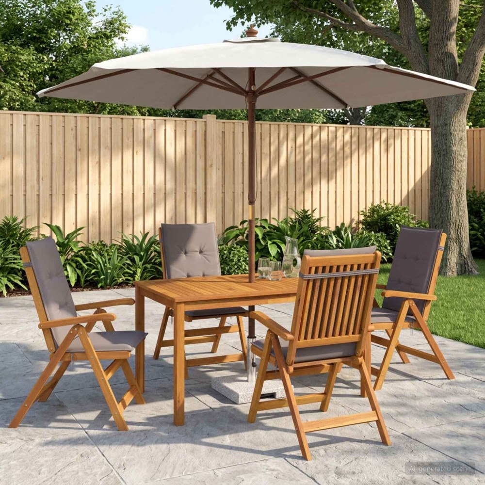 vidaXL 5-delars trädgårdsset för mat Naturlig Massivt Akaciaträ