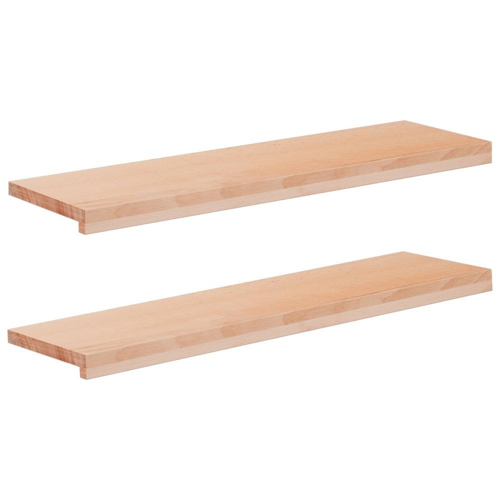 vidaXL Trapstegsmattor 2 st 100 x 25 x 2 cm Naturlig Massivt bokträ