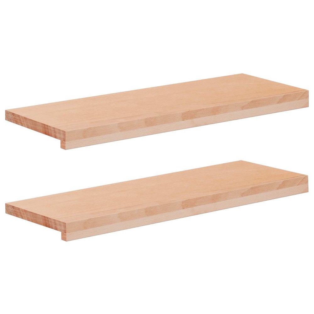 vidaXL Trapstegsmattor 2 st 80 x 30 x 2 cm Naturlig Massivt bokträ