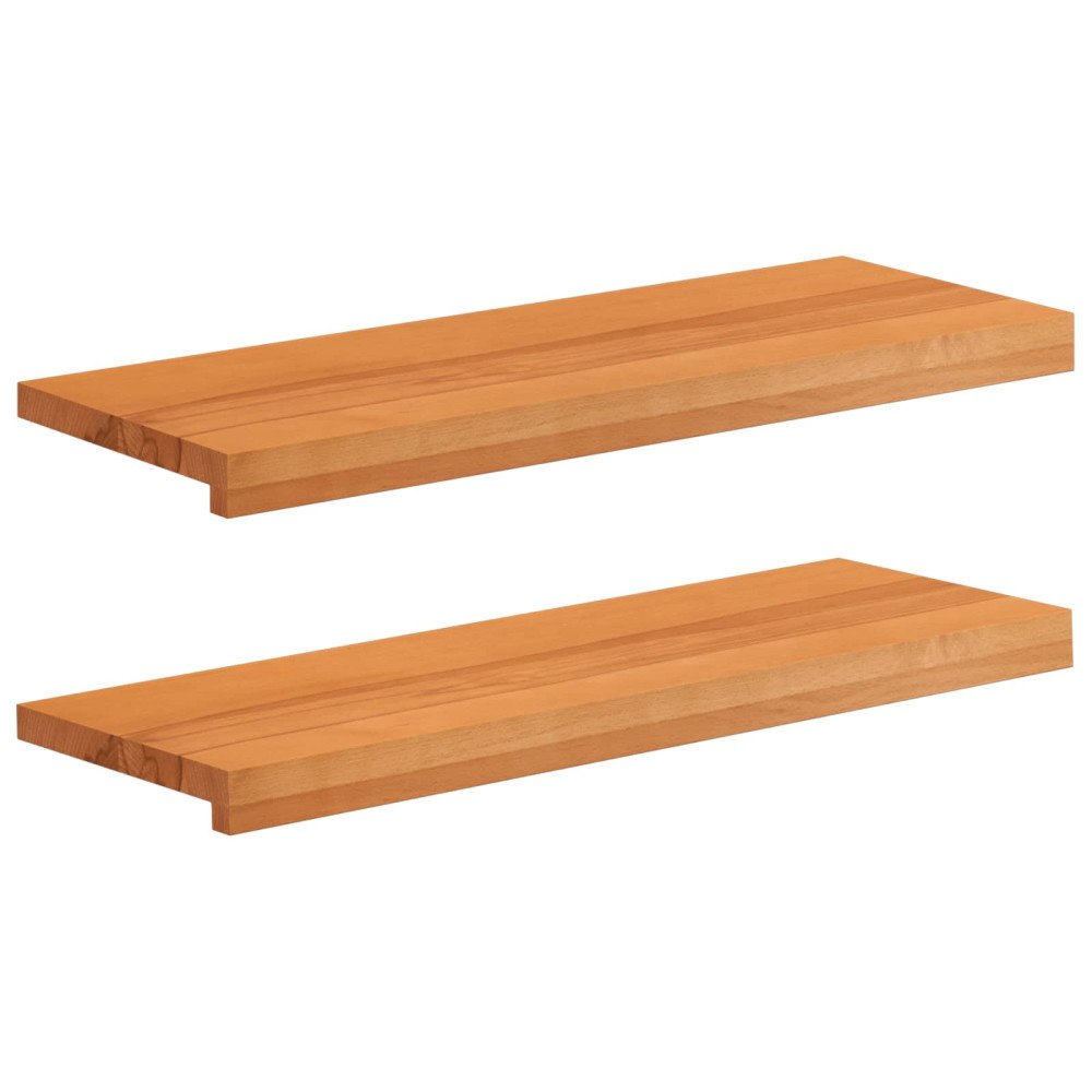 vidaXL Trapstegsmattor 2 st 80 x 25 x 2 cm Ljusbrun Massivt bokträ