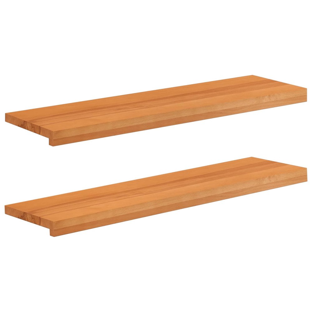 vidaXL Trapstegsmattor 2 st 100 x 25 x 2 cm Ljusbrun Massivt bokträ