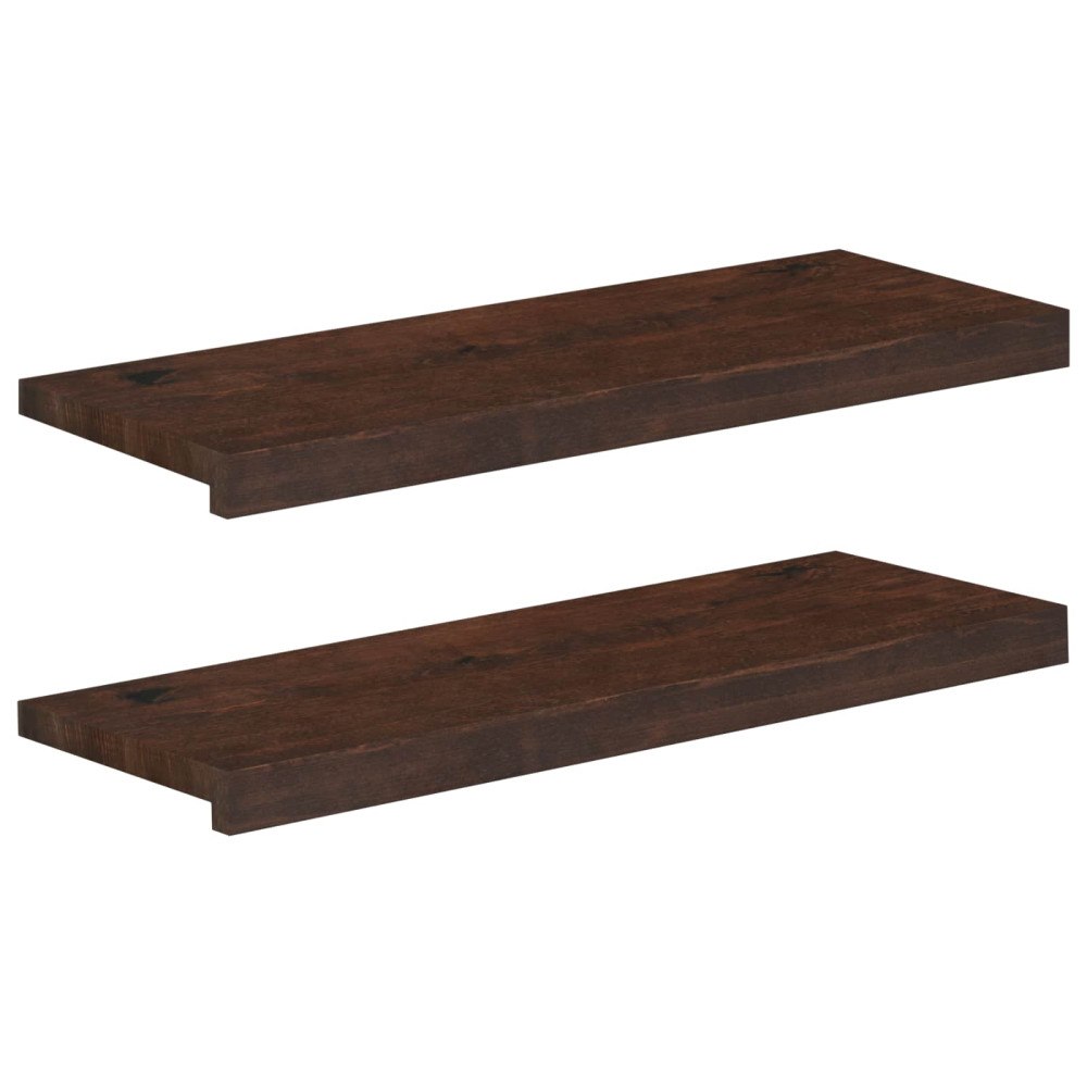 vidaXL Trapstegsmattor 2 st 80 x 25 x 2 cm Mörkbrun Massivt bokträ