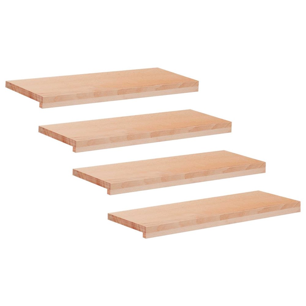 vidaXL Trapstegsmattor 4 st 80 x 25 x 2 cm Naturlig Massivt bokträ