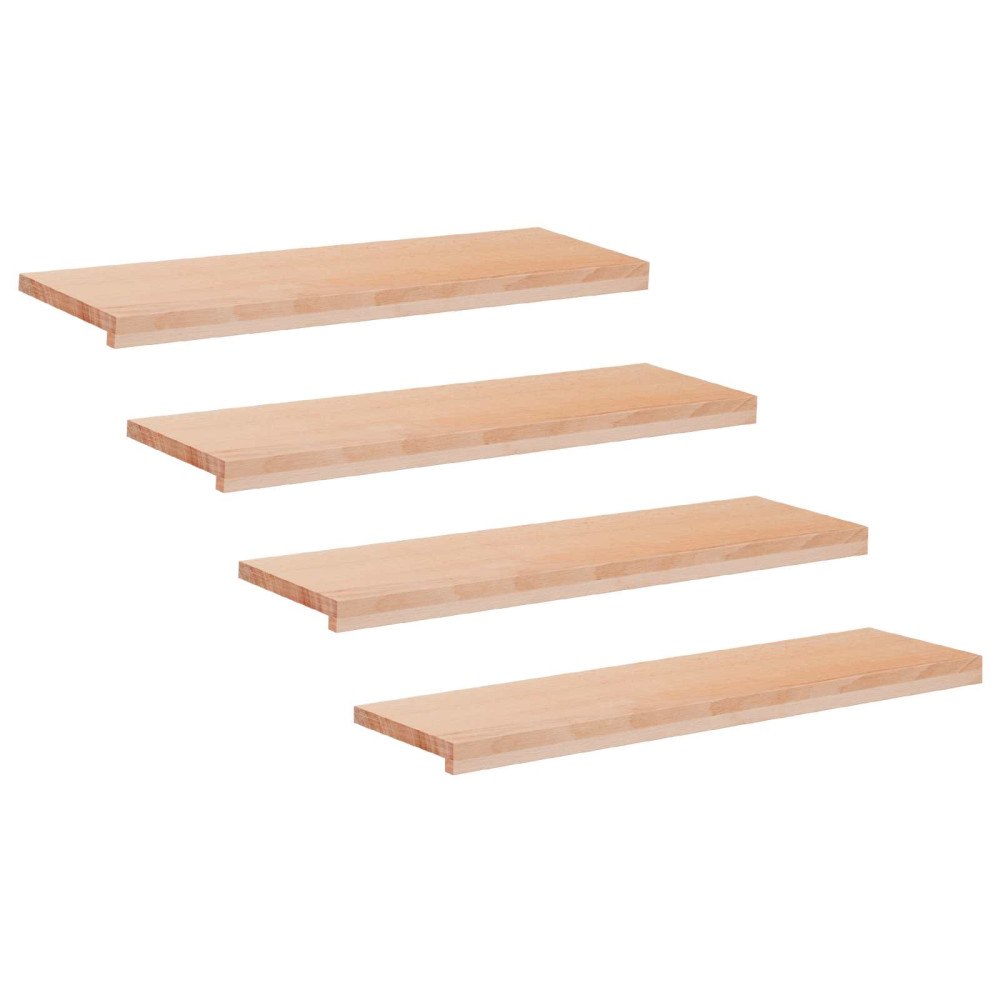 vidaXL Trapstegsmattor 4 st 100 x 25 x 2 cm Naturlig Massivt bokträ