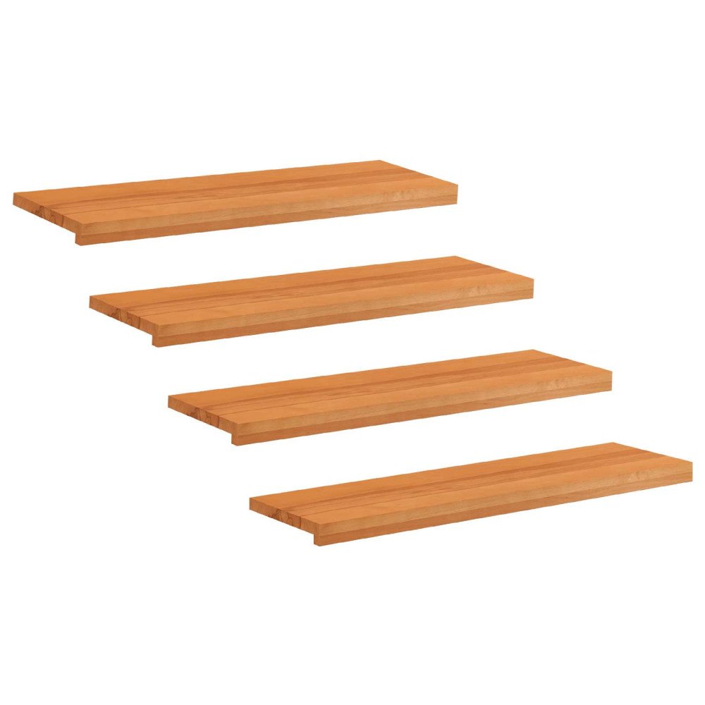 vidaXL Trapstegsmattor 4 st 100 x 30 x 2 cm Ljusbrun Massivt bokträ