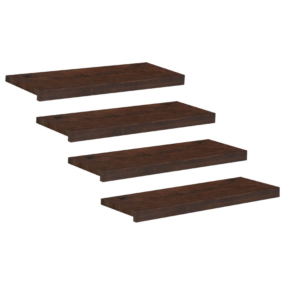 vidaXL Trapstegsmattor 4 st 80 x 25 x 2 cm Mörkbrun Massivt bokträ