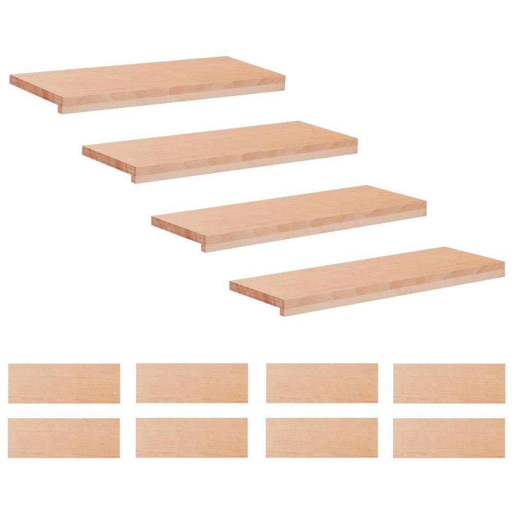 vidaXL Trapstegsmattor 12 st 70 x 25 x 2 cm Naturlig Massivt bokträ