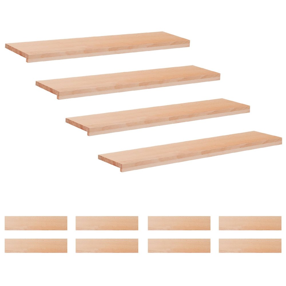 vidaXL Trapstegsmattor 12 st 110 x 25 x 2 cm Naturlig Massivt bokträ