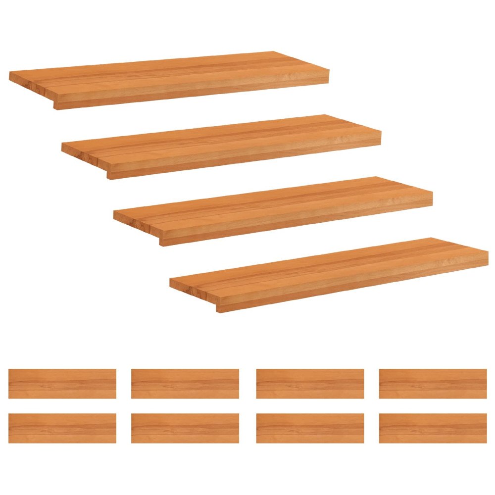 vidaXL Trapstegsmattor 12 st 90 x 25 x 2 cm Ljusbrun Massivt bokträ
