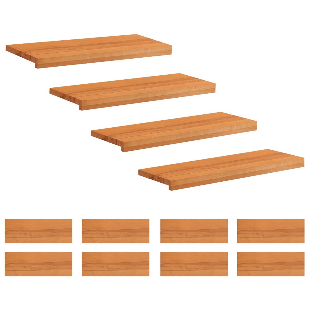 vidaXL Trapstegsmattor 12 st 80 x 30 x 2 cm Ljusbrun Massivt bokträ