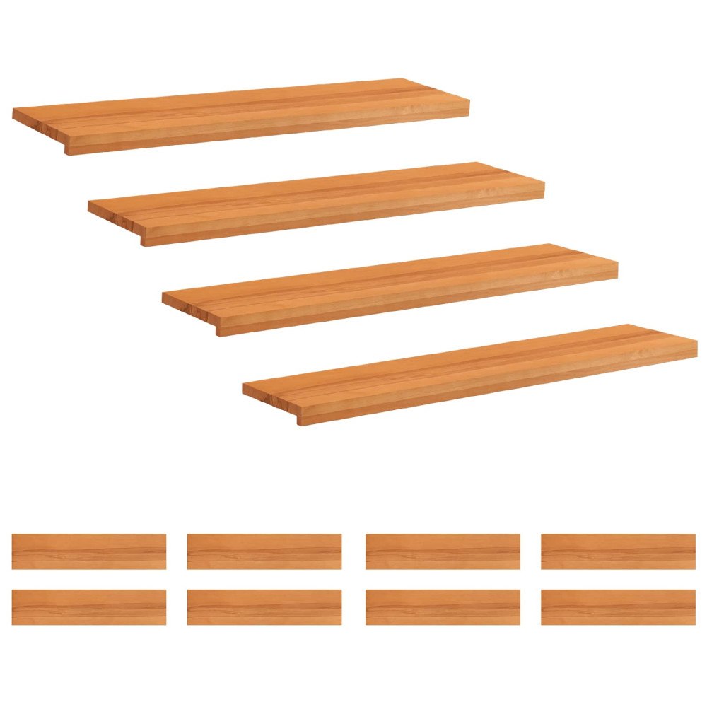 vidaXL Trapstegsmattor 12 st 110 x 30 x 2 cm Ljusbrun Massivt bokträ