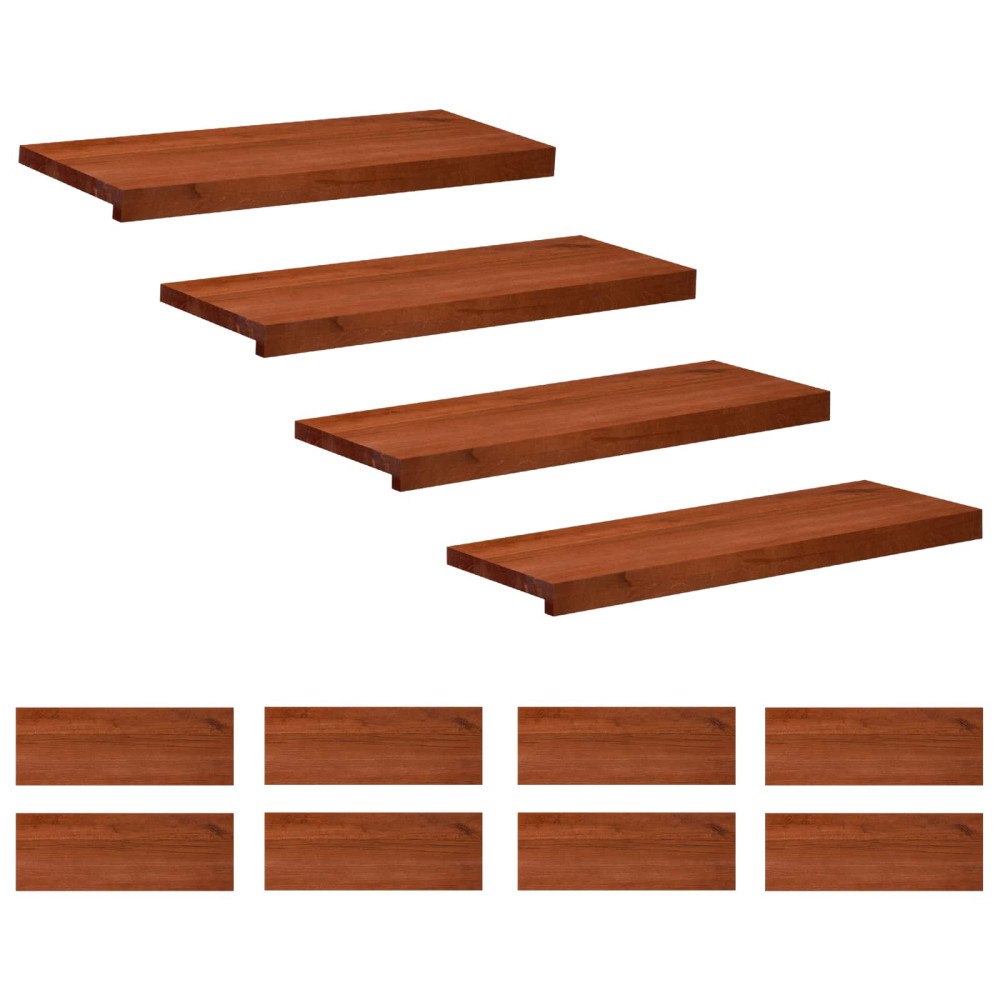 vidaXL Trapstegsmattor 12 st 80 x 30 x 2 cm Brun Massivt bokträ