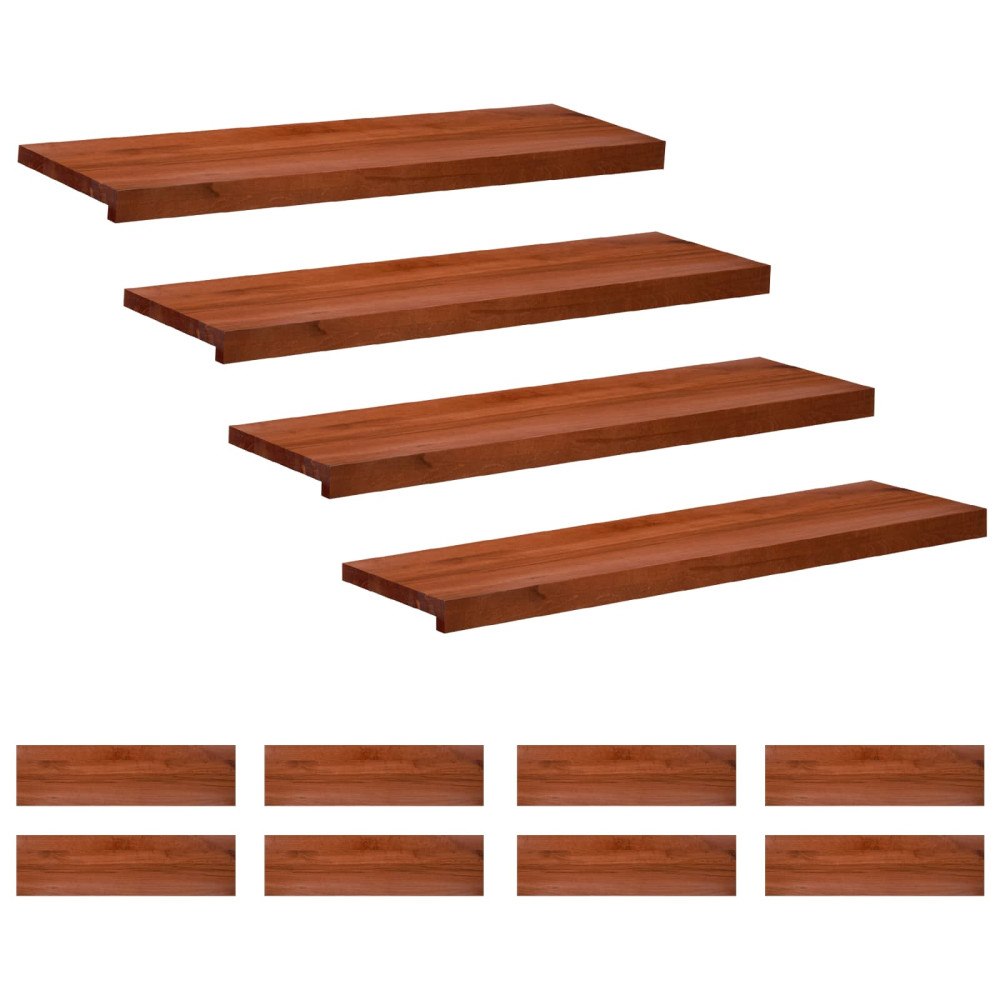 vidaXL Trapstegsmattor 12 st 100 x 30 x 2 cm Brun Massivt bokträ