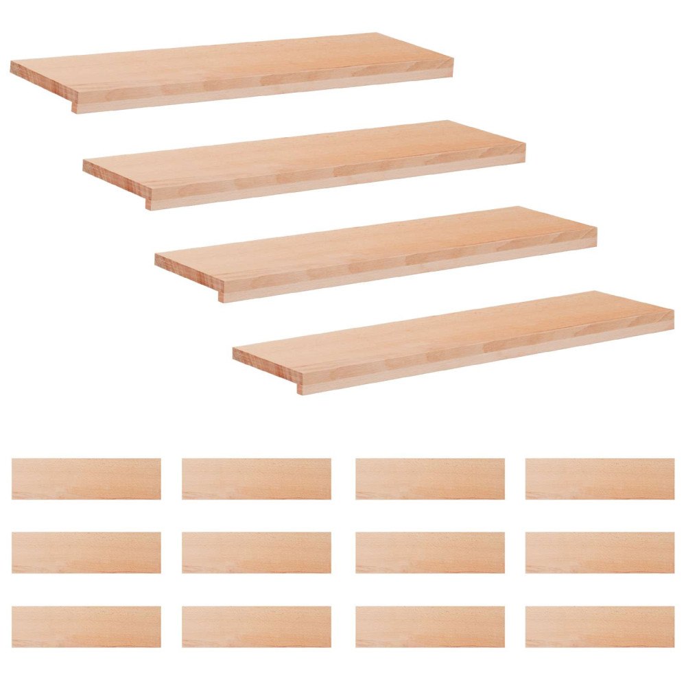 vidaXL Trapstegsmattor 16 st 90 x 25 x 2 cm Naturlig Massivt bokträ