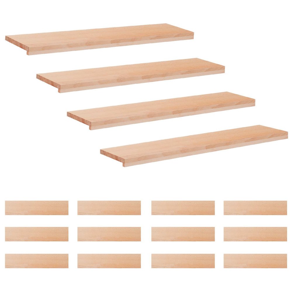 vidaXL Trapstegsmattor 16 st 120 x 25 x 2 cm Naturlig Massivt bokträ