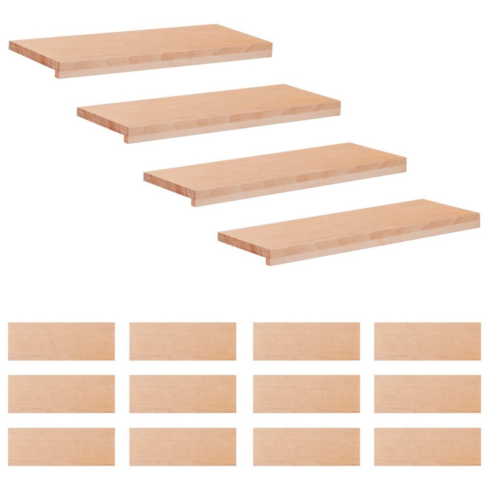 vidaXL Trapstegsmattor 16 st 70 x 30 x 2 cm Naturlig Massivt bokträ