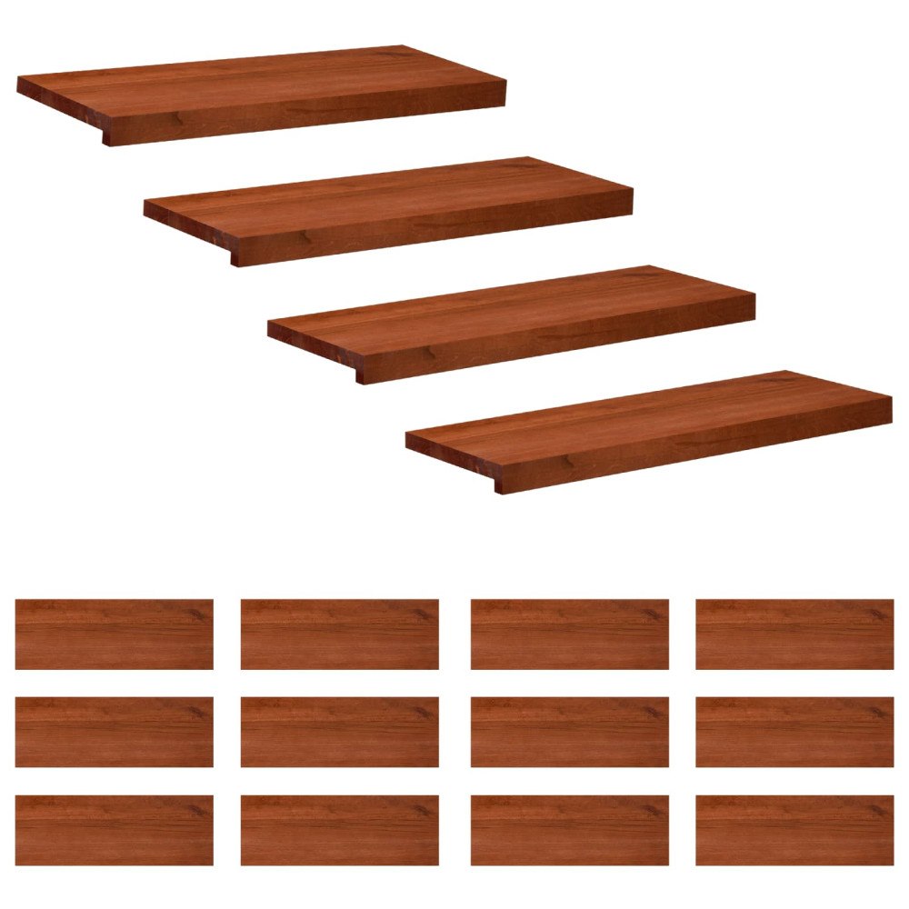 vidaXL Trapstegsmattor 16 st 70 x 25 x 2 cm Brun Massivt bokträ