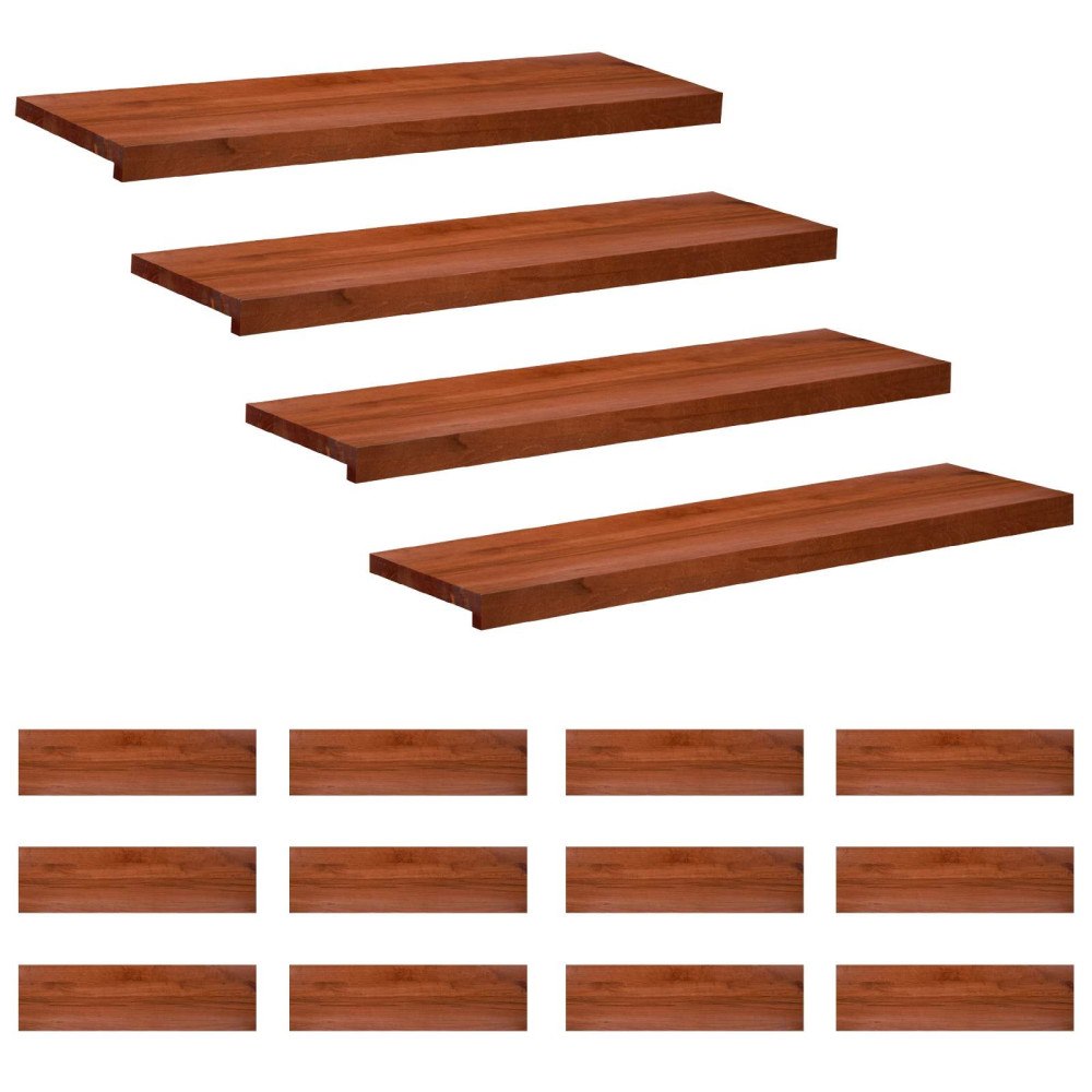 vidaXL Trapstegsmattor 16 st 100 x 30 x 2 cm Brun Massivt bokträ