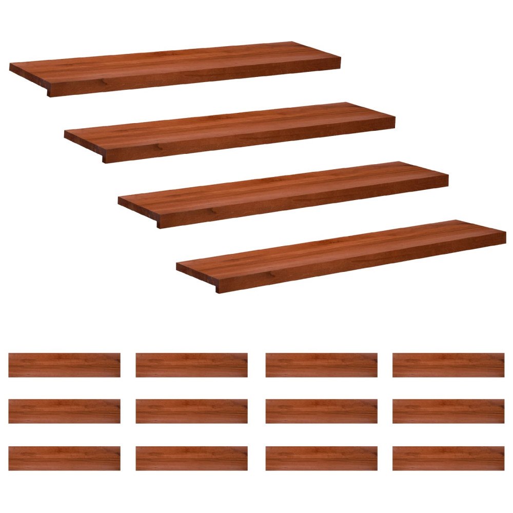 vidaXL Trapstegsmattor 16 st 120 x 30 x 2 cm Brun Massivt bokträ