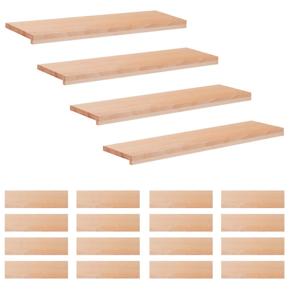 vidaXL Trapstegsmattor 20 st 90 x 25 x 2 cm Naturlig Massivt bokträ