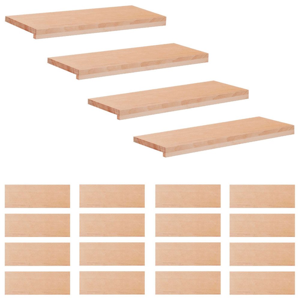 vidaXL Trapstegsmattor 20 st 80 x 30 x 2 cm Naturlig Massivt bokträ