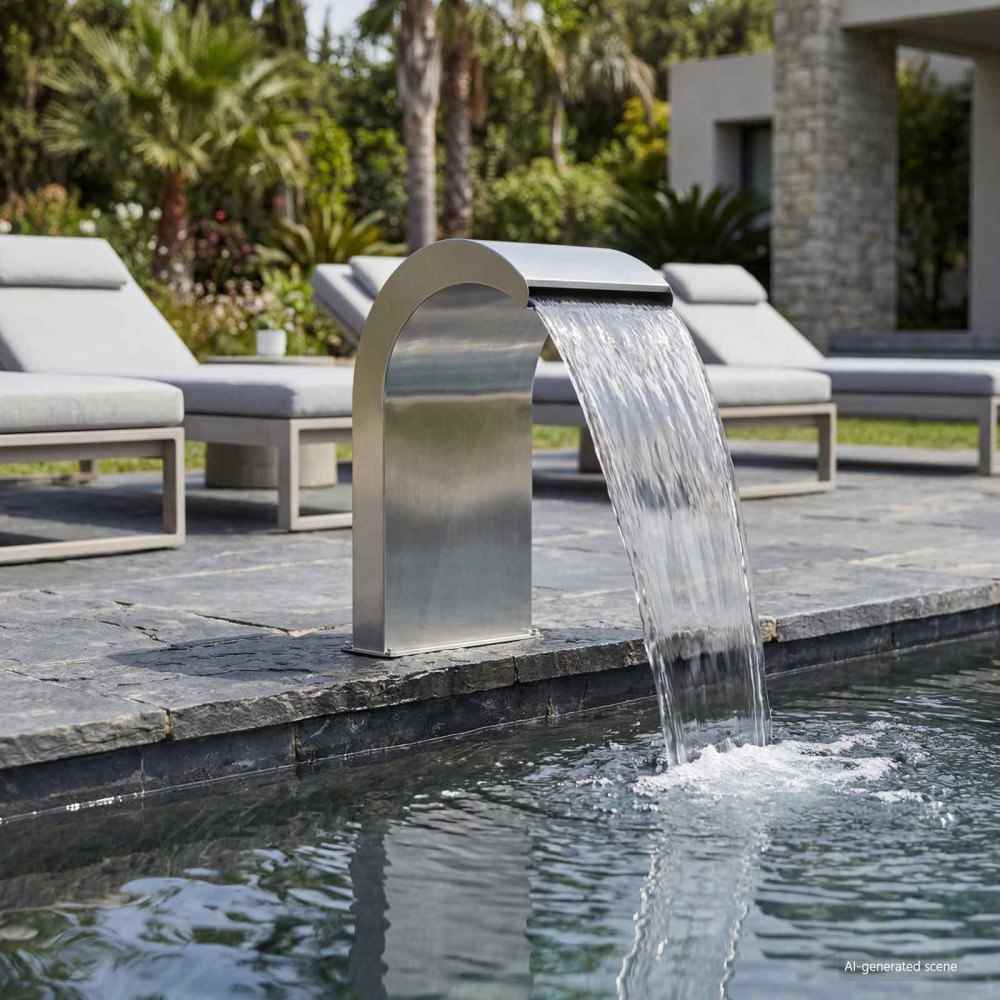 vidaXL Poolfall med LED Rostfritt Stål 304 45 x 30 x 65 cm Silver