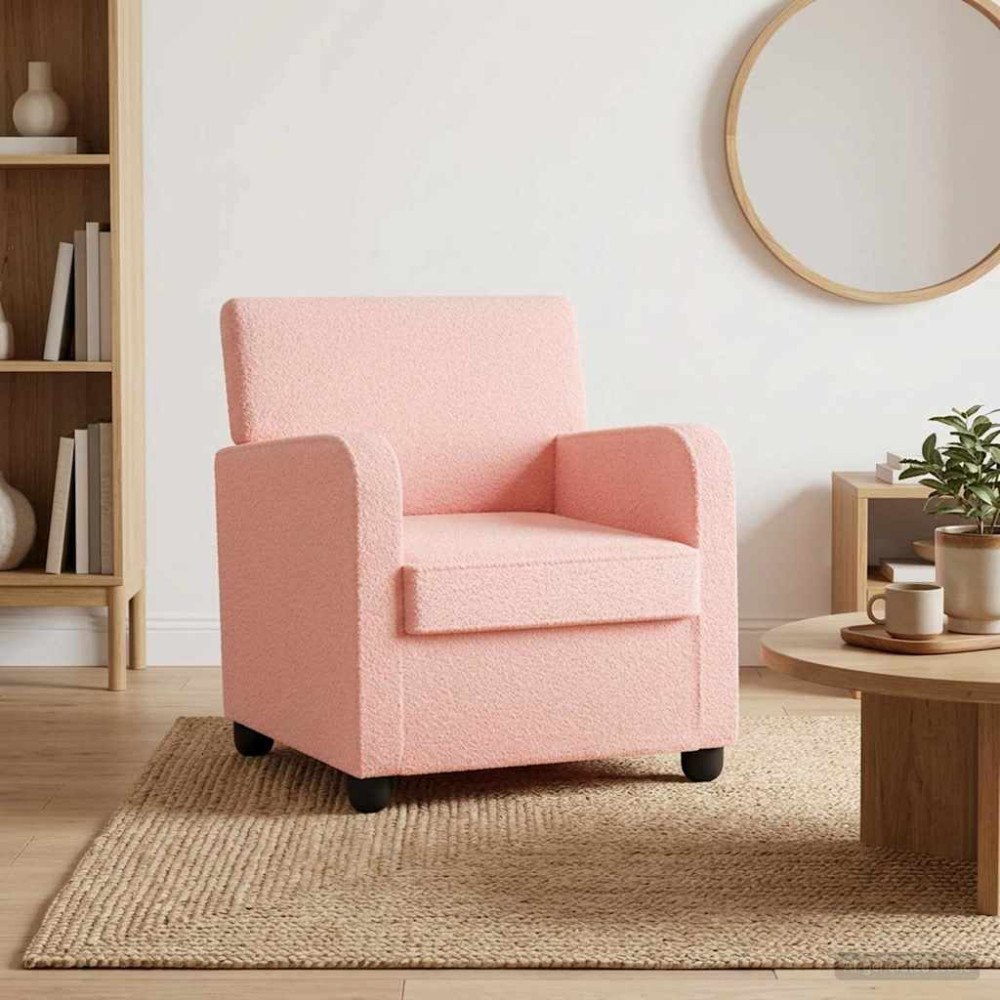 vidaXL Fåtölj Rosa Konstgjord lammulls-fleece