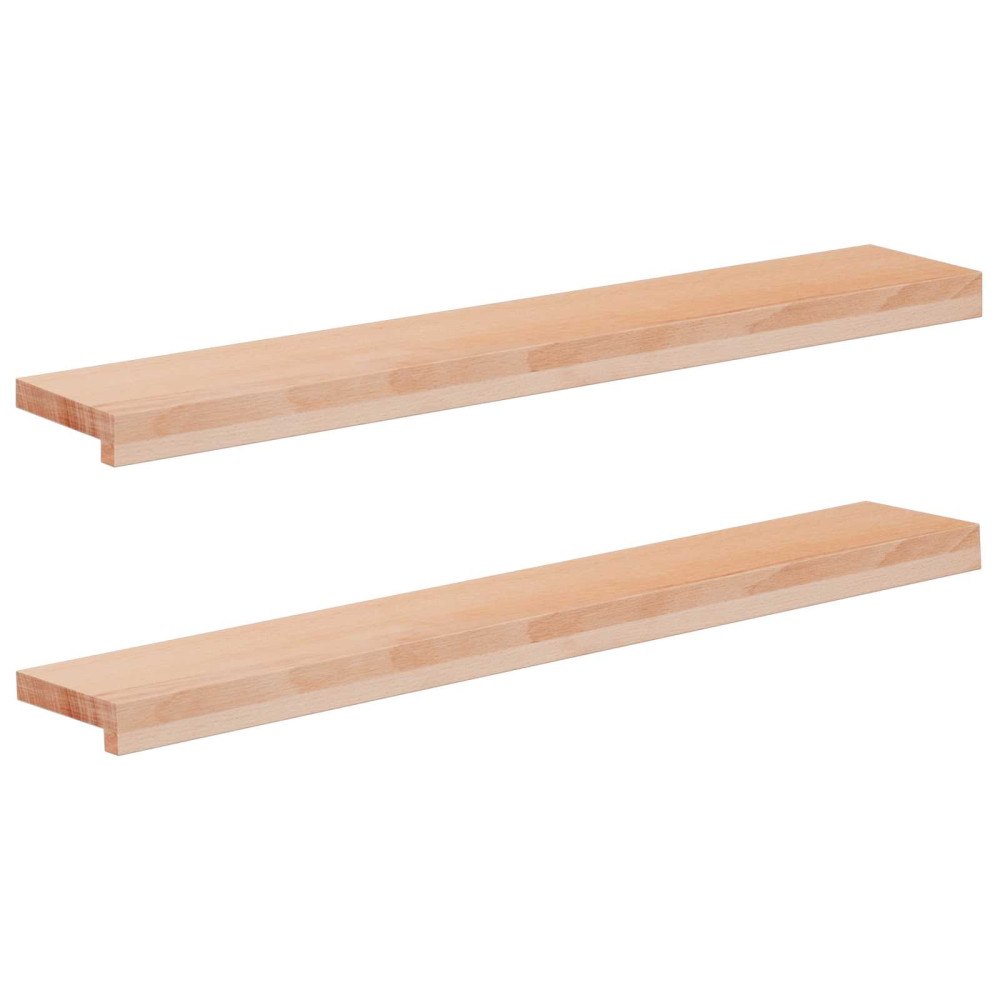 vidaXL Fönsterbrädor 2 st Naturlig 90 x 15 x 2 cm Massivt bokträ
