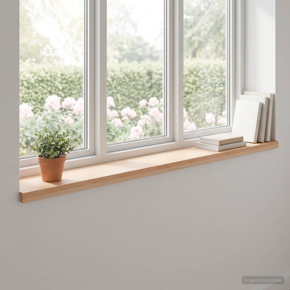 vidaXL Fönsterbrädor 2 st Naturlig 140 x 15 x 2 cm Massivt bokträ