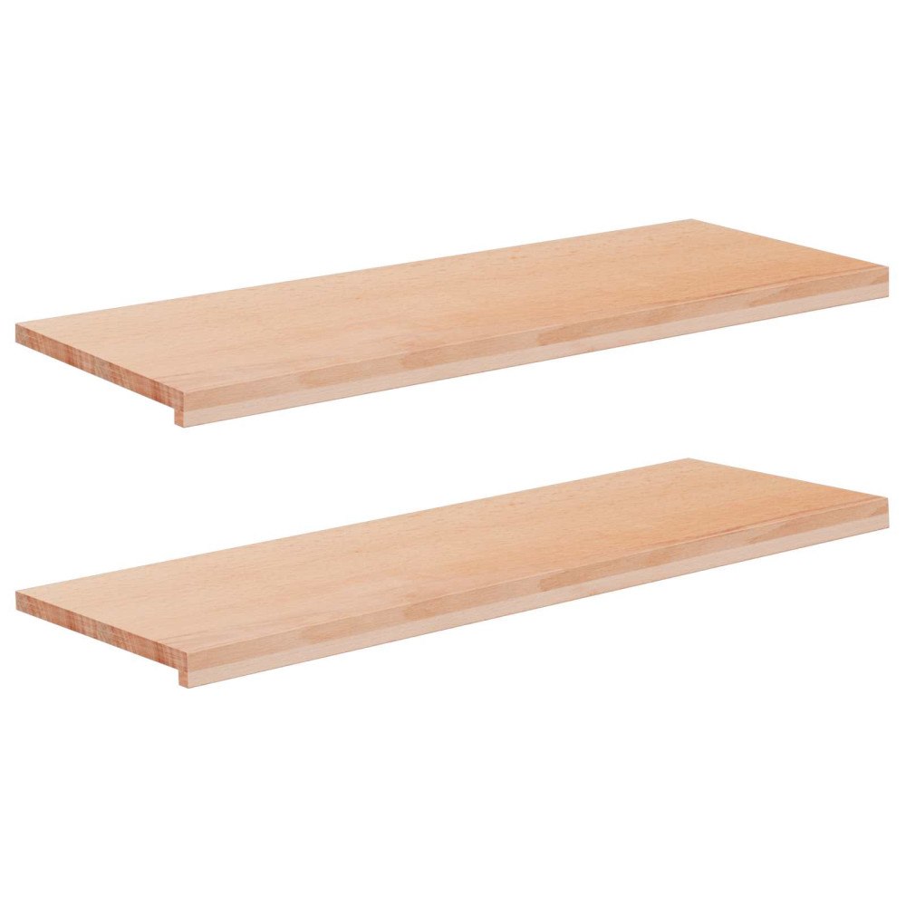 vidaXL Fönsterbrädor 2 st Naturlig 110 x 40 x 2 cm Massivt bokträ